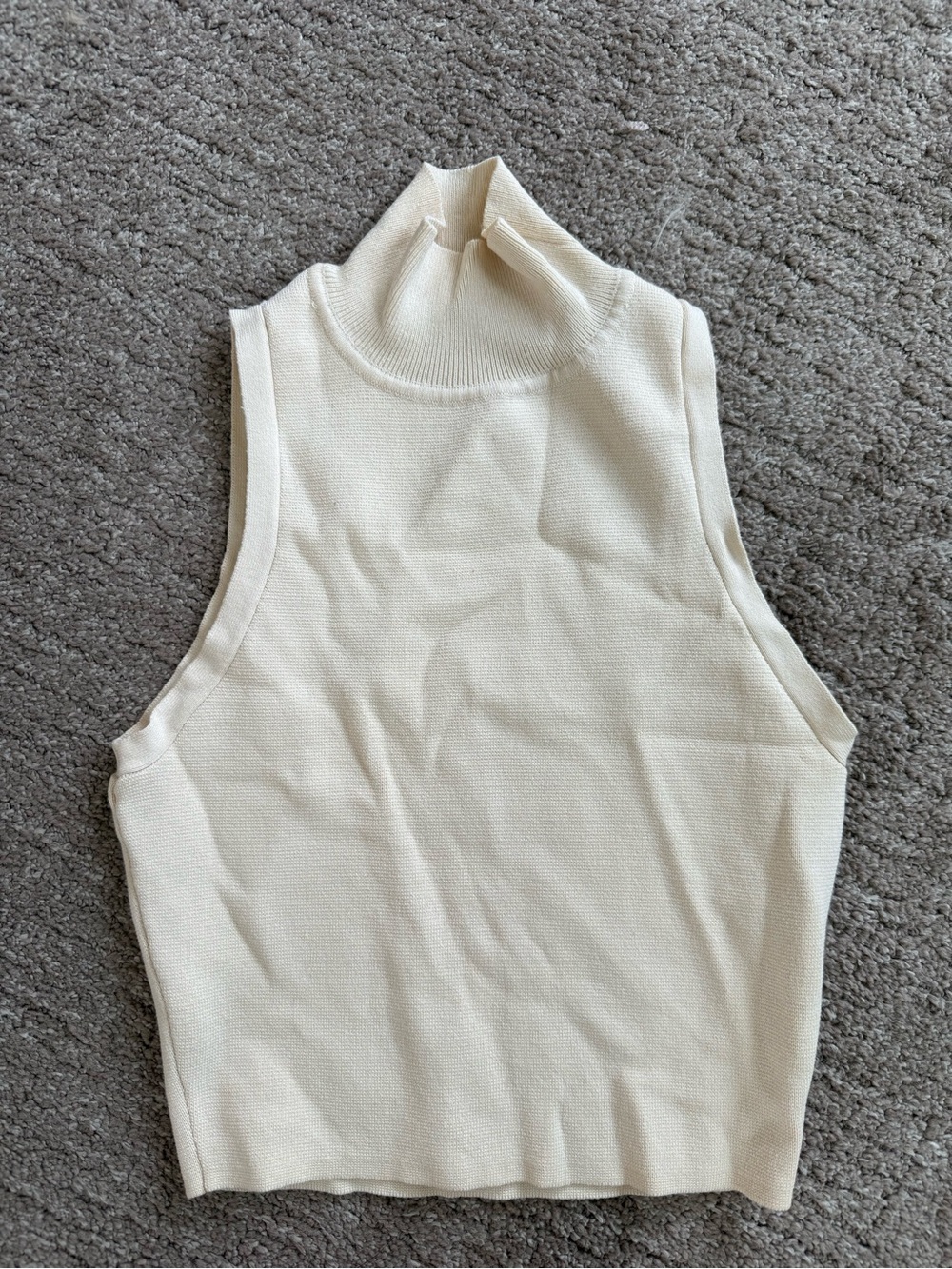 Zara Sleeveless Mock Neck Knit Top - Cream